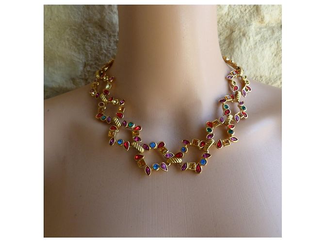 Collana Yves Saint Laurent in metallo dorato e pietre multicolore D'oro - vista 4