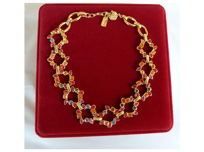 Collana Yves Saint Laurent in metallo dorato e pietre multicolore D'oro - vista 5