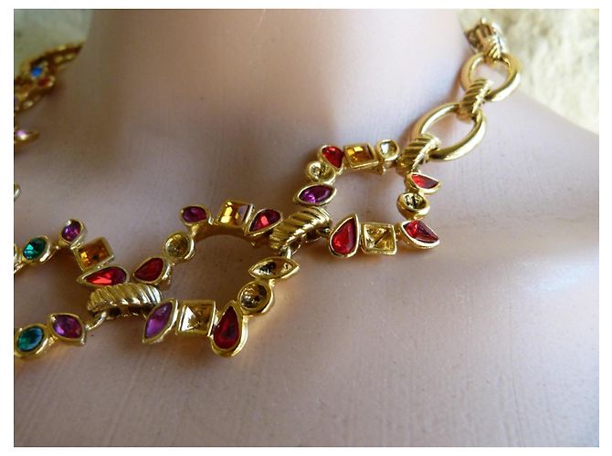 Collana Yves Saint Laurent in metallo dorato e pietre multicolore D'oro - vista 7
