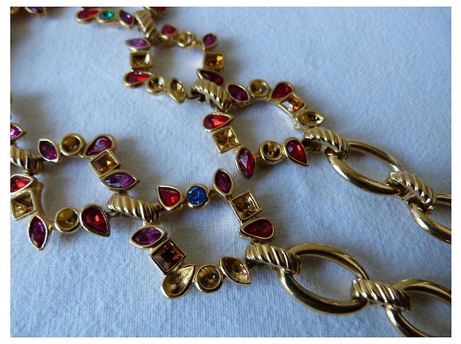 Collana Yves Saint Laurent in metallo dorato e pietre multicolore D'oro - vista 8