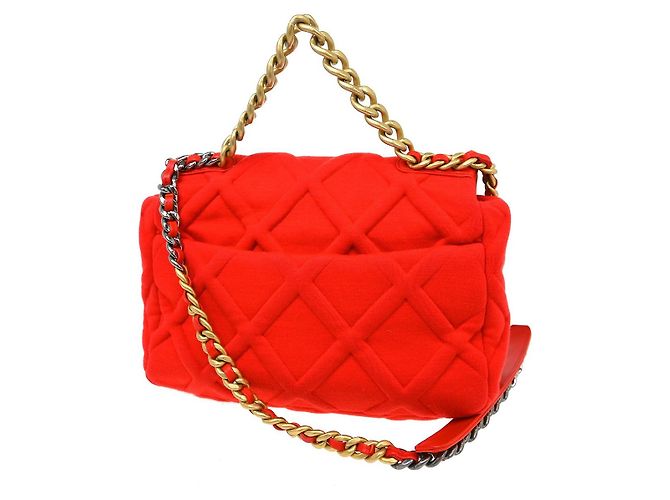 Chanel 19 Flap Quilted Jersey Medium Rosso - vista 2