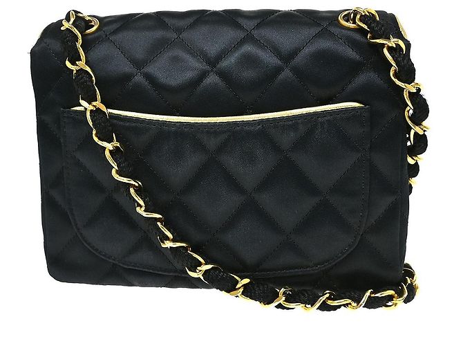 Chanel Vintage Square Classic Single Flap Quilted Satin Mini Nero - vista 2