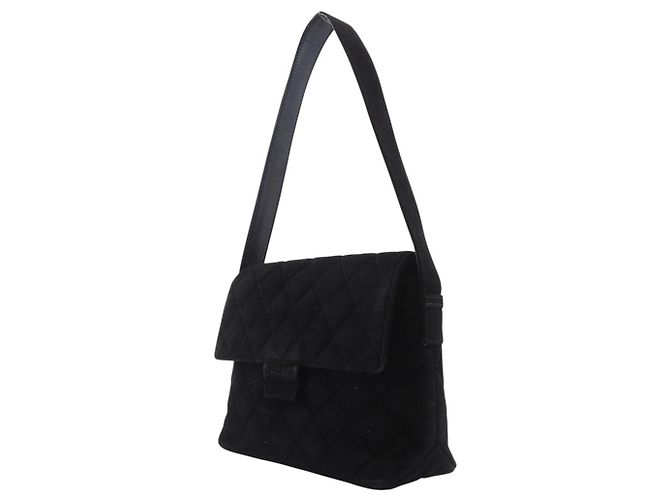 Chanel Vintage Flap Quilted Suede Medium Nero - vista 2