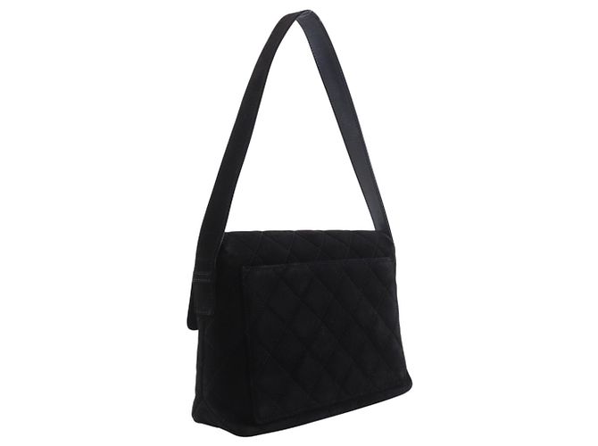 Chanel Vintage Flap Quilted Suede Medium Nero - vista 3