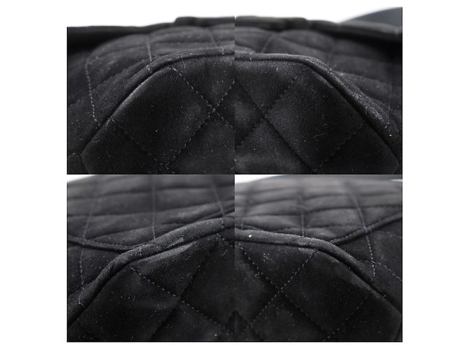 Chanel Vintage Flap Quilted Suede Medium Nero - vista 7