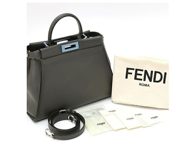 Borsa a spalla Fendi Peekaboo Regular Marrone - vista 8