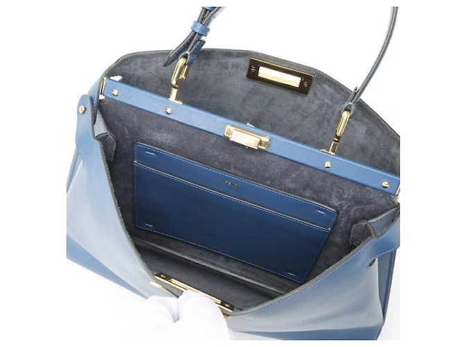 Borsa Fendi Peekaboo Soft Large Blu - vista 5