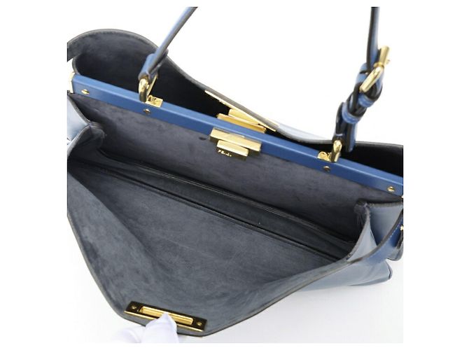 Borsa Fendi Peekaboo Soft Large Blu - vista 6