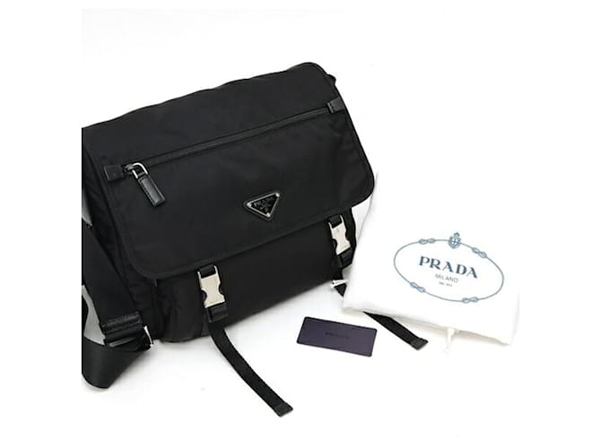 Saffiano Borsa a tracolla Prada in nylon nero - vista 9
