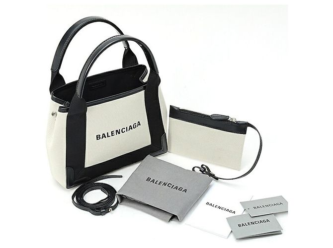 Everyday Borsa Balenciaga Cabas XS Navy Nero Beige - vista 7
