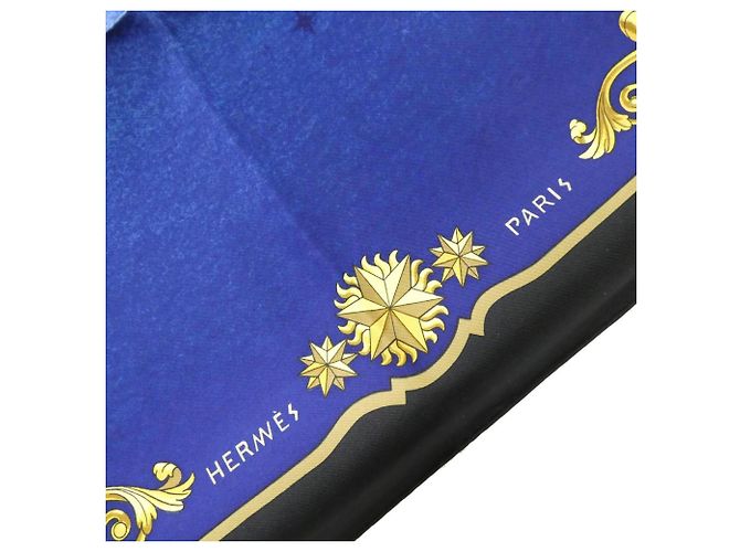 Hermès Bufanda Cuadrada Hermes COSMOS Negro Azul Dorado - vista 2
