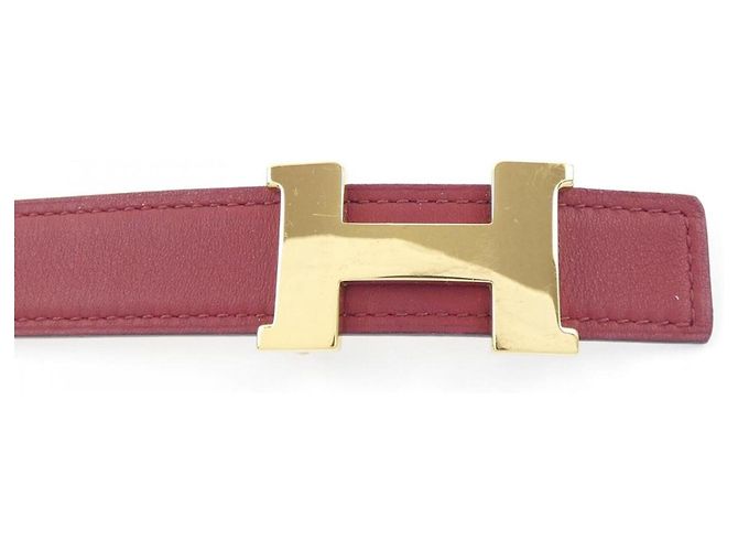 Hermès Cinturón reversible Hermes Mini Constance 24mm Blanco Roja - vista 2