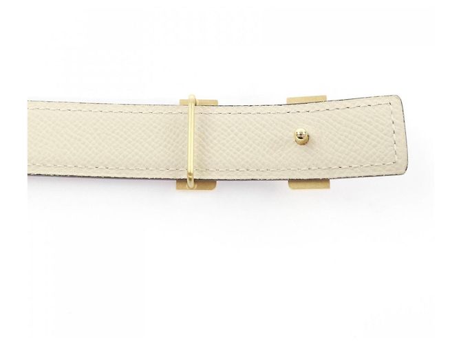 Hermès Cinturón reversible Hermes Mini Constance 24mm Blanco Roja - vista 3