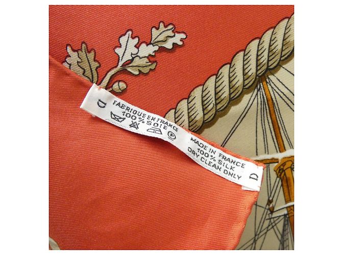 Hermès Foulard Hermes MARINE ET CAVALERIE Muffler Bianco Rosso Beige - vista 5