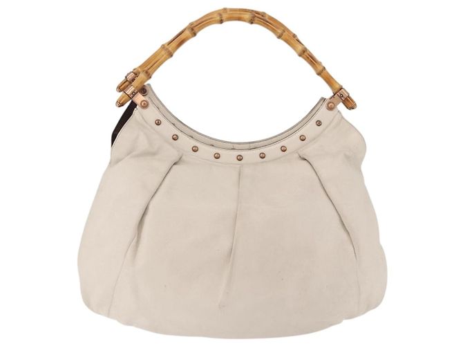 Gucci Vintage Bamboo Shoulder Leather Beige - vista 2