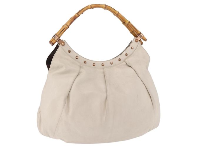 Gucci Vintage Bamboo Shoulder Leather Beige - vista 3