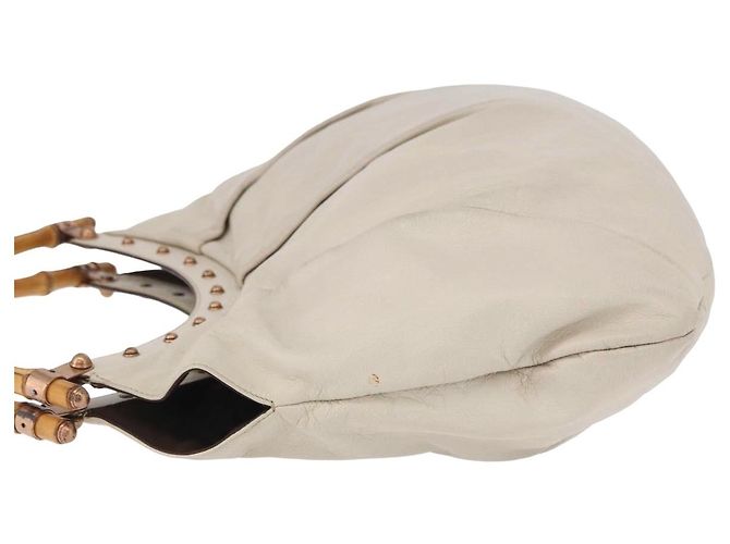 Gucci Vintage Bamboo Shoulder Leather Beige - vista 5