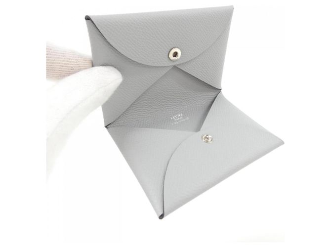 Hermès Tarjetero Hermes Calvi Blue de piel Epsom Azul - vista 2