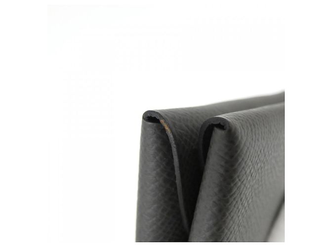 Hermès Portafoglio/Portamonete Hermes Calvi Duo Grigio antracite Damier ebene - vista 4