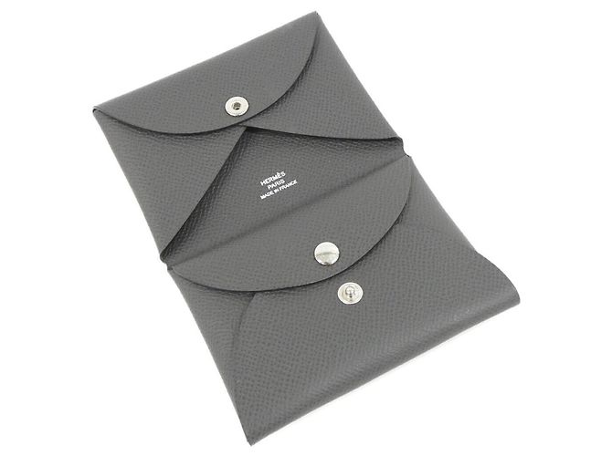 Hermès Portafoglio/Portamonete Hermes Calvi Duo Grigio antracite Damier ebene - vista 5