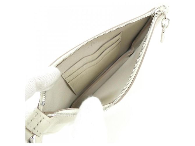 Hermès Hermes Zip Ango To Go Chaine d'Ancre Handbag Pouch Bianco - vista 5