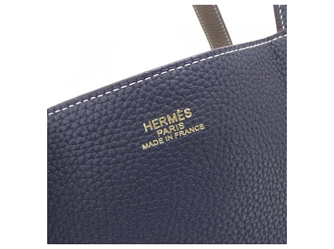 Hermès Borsa Hermes Double Sens 45cm Blu Taupe - vista 5