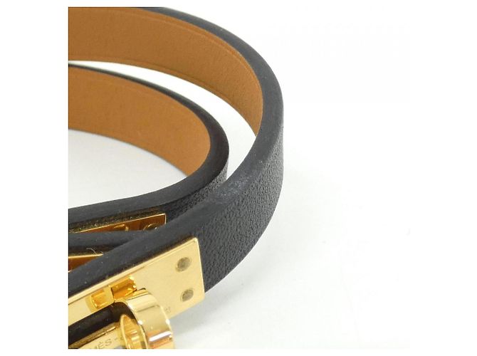 Hermès Pulsera Hermes Mini Kelly Double Tour Negro Dorado - vista 3