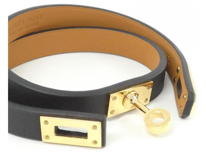 Hermès Pulsera Hermes Mini Kelly Double Tour Negro Dorado - vista 4
