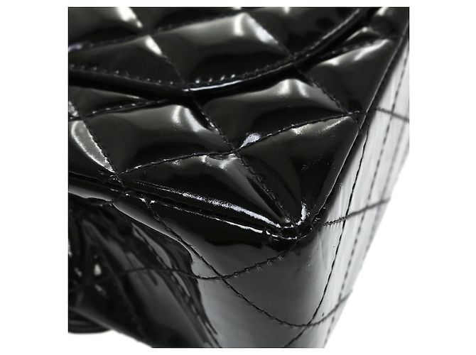 Chanel Timeless - Classic Double Flap Quilted Crinkled Patent Medium Nero - vista 4