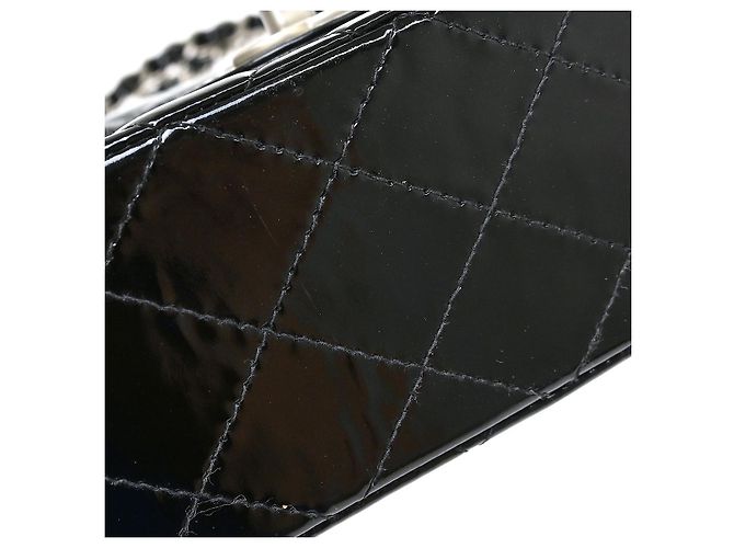 Chanel Timeless - Classic Double Flap Quilted Crinkled Patent Medium Nero - vista 5