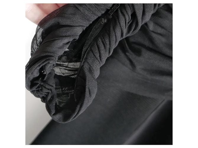 Versace Damenkleid mit gerafften Tüllärmeln, Schwarz, IT40 UK8 - Ansicht 4