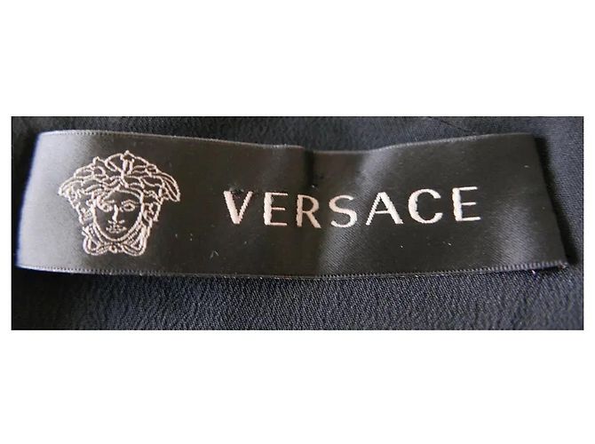Versace Damenkleid mit gerafften Tüllärmeln, Schwarz, IT40 UK8 - Ansicht 7