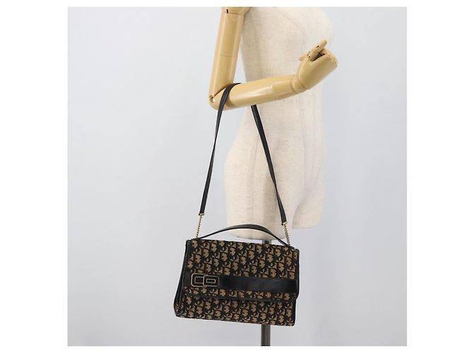 Borsa a tracolla Christian Dior Trotter Canvas 2way Navy Gold Auth 195594A D'oro Blu navy - vista 23