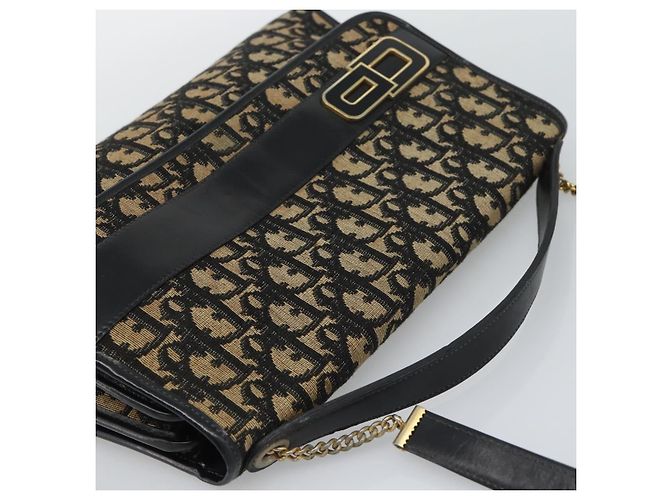 Borsa a tracolla Christian Dior Trotter Canvas 2way Navy Gold Auth 195594A D'oro Blu navy - vista 6