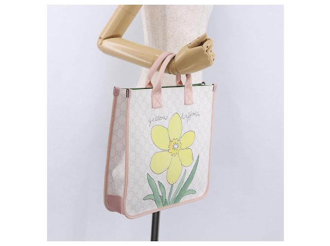 Bolso Tote GUCCI GG Supreme para niños PVC White 605831 Auth 196787M Blanco - vista 20