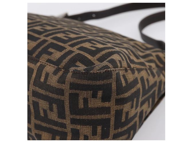Borsa a Tracolla FENDI Zucca Canvas Mamma Baguette Marrone Argento Auth BA14949V - vista 15