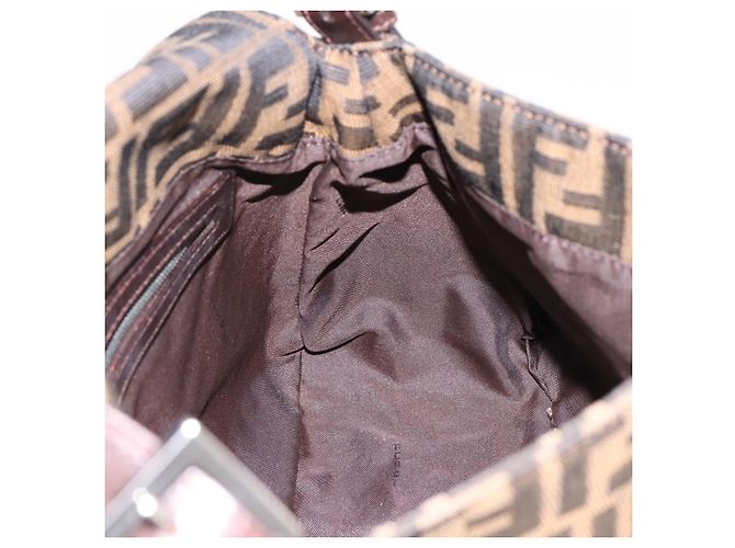 Borsa a Tracolla FENDI Zucca Canvas Mamma Baguette Marrone Argento Auth BA14949V - vista 18