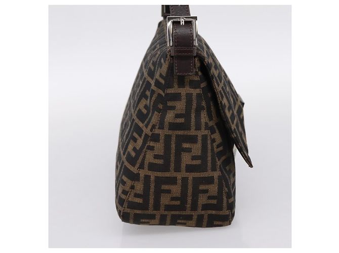 Borsa a Tracolla FENDI Zucca Canvas Mamma Baguette Marrone Argento Auth BA14949V - vista 3