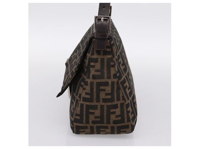 Borsa a Tracolla FENDI Zucca Canvas Mamma Baguette Marrone Argento Auth BA14949V - vista 4