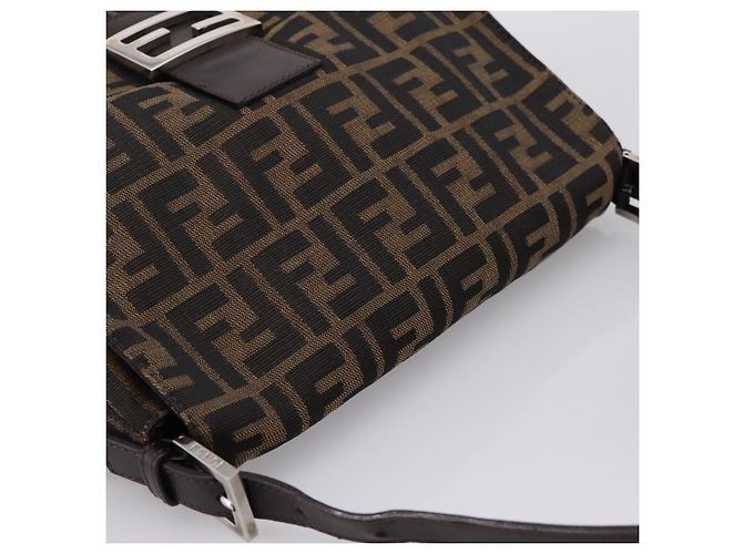 Borsa a Tracolla FENDI Zucca Canvas Mamma Baguette Marrone Argento Auth BA14949V - vista 6