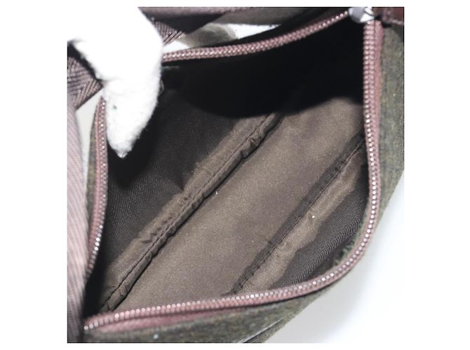 PRADA PRADA Sports Hand Pouch Wool Khaki Silver Auth 195649A Argento Cachi - vista 10