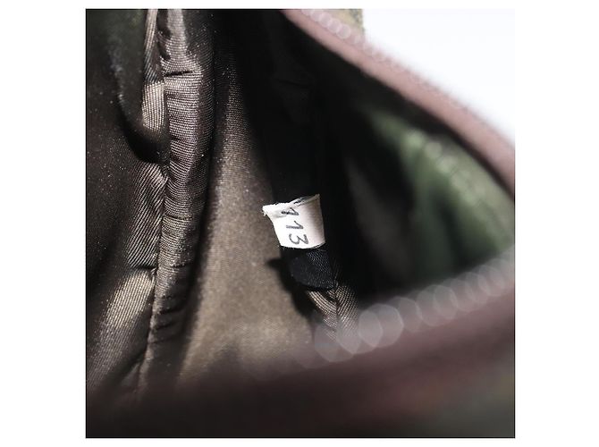 PRADA PRADA Sports Hand Pouch Wool Khaki Silver Auth 195649A Argento Cachi - vista 11