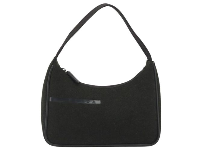 PRADA PRADA Sports Hand Pouch Wool Khaki Silver Auth 195649A Argento Cachi - vista 13