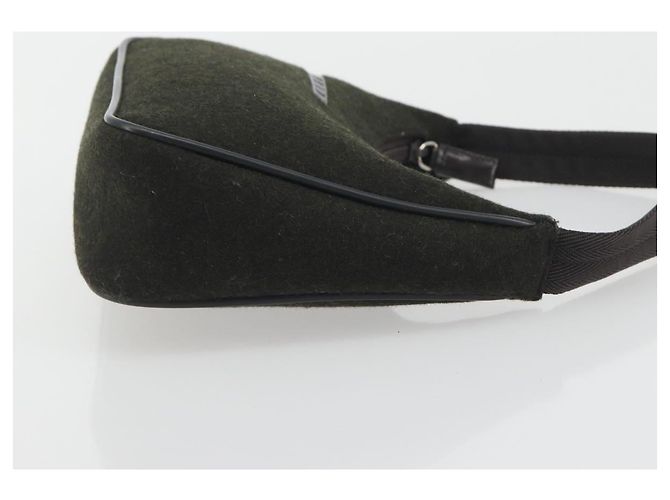 PRADA PRADA Sports Hand Pouch Wool Khaki Silver Auth 195649A Argento Cachi - vista 3