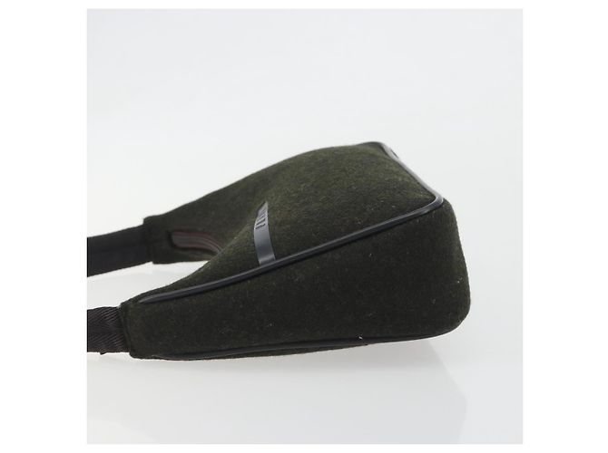 PRADA PRADA Sports Hand Pouch Wool Khaki Silver Auth 195649A Argento Cachi - vista 4