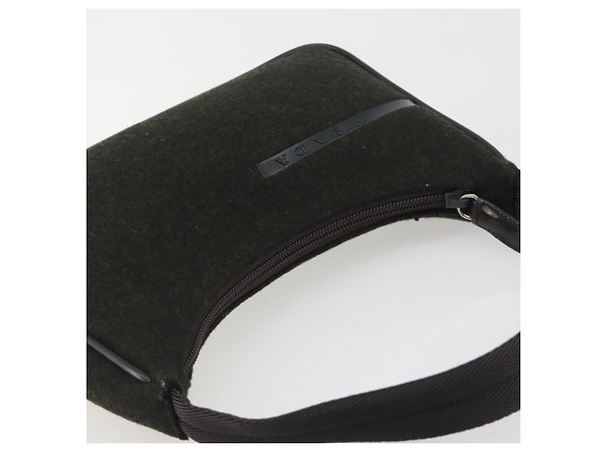 PRADA PRADA Sports Hand Pouch Wool Khaki Silver Auth 195649A Argento Cachi - vista 6