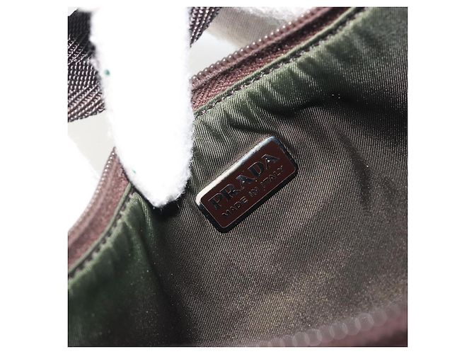 PRADA PRADA Sports Hand Pouch Wool Khaki Silver Auth 195649A Argento Cachi - vista 9