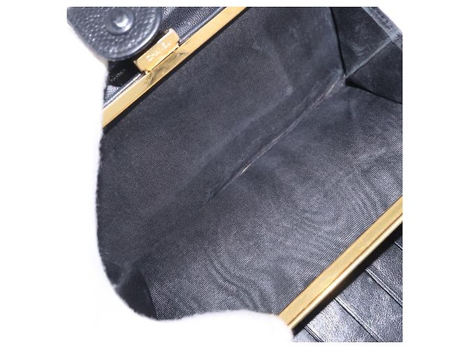 Carteira Longa CHANEL Caviar Skin Black Gold CC Auth 195978 Preto Dourado - vista 11