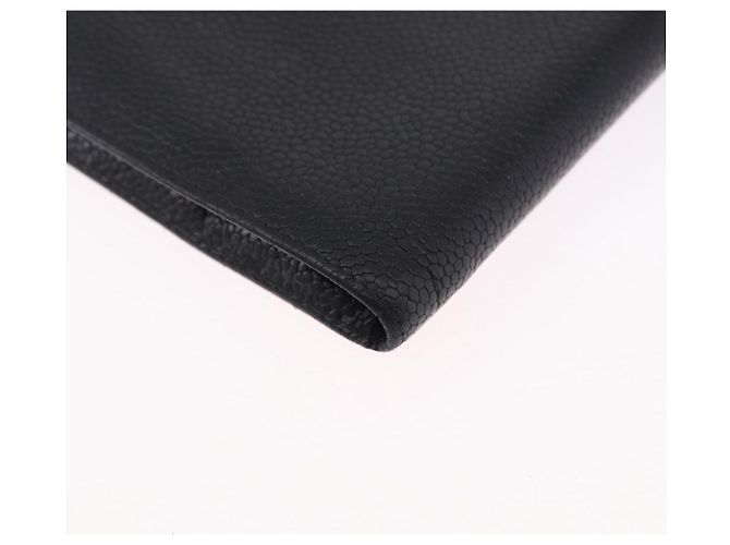 Carteira Longa CHANEL Caviar Skin Black Gold CC Auth 195978 Preto Dourado - vista 15