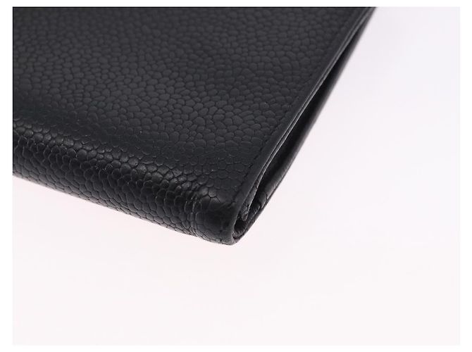 Carteira Longa CHANEL Caviar Skin Black Gold CC Auth 195978 Preto Dourado - vista 16